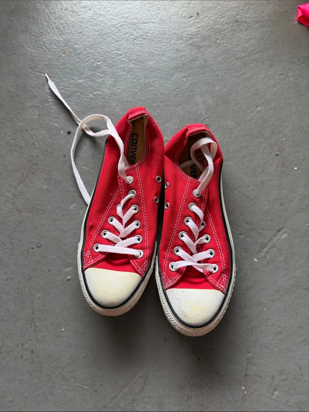 Converse Kids Low Top Canvas Sneakers - Red with White Trim